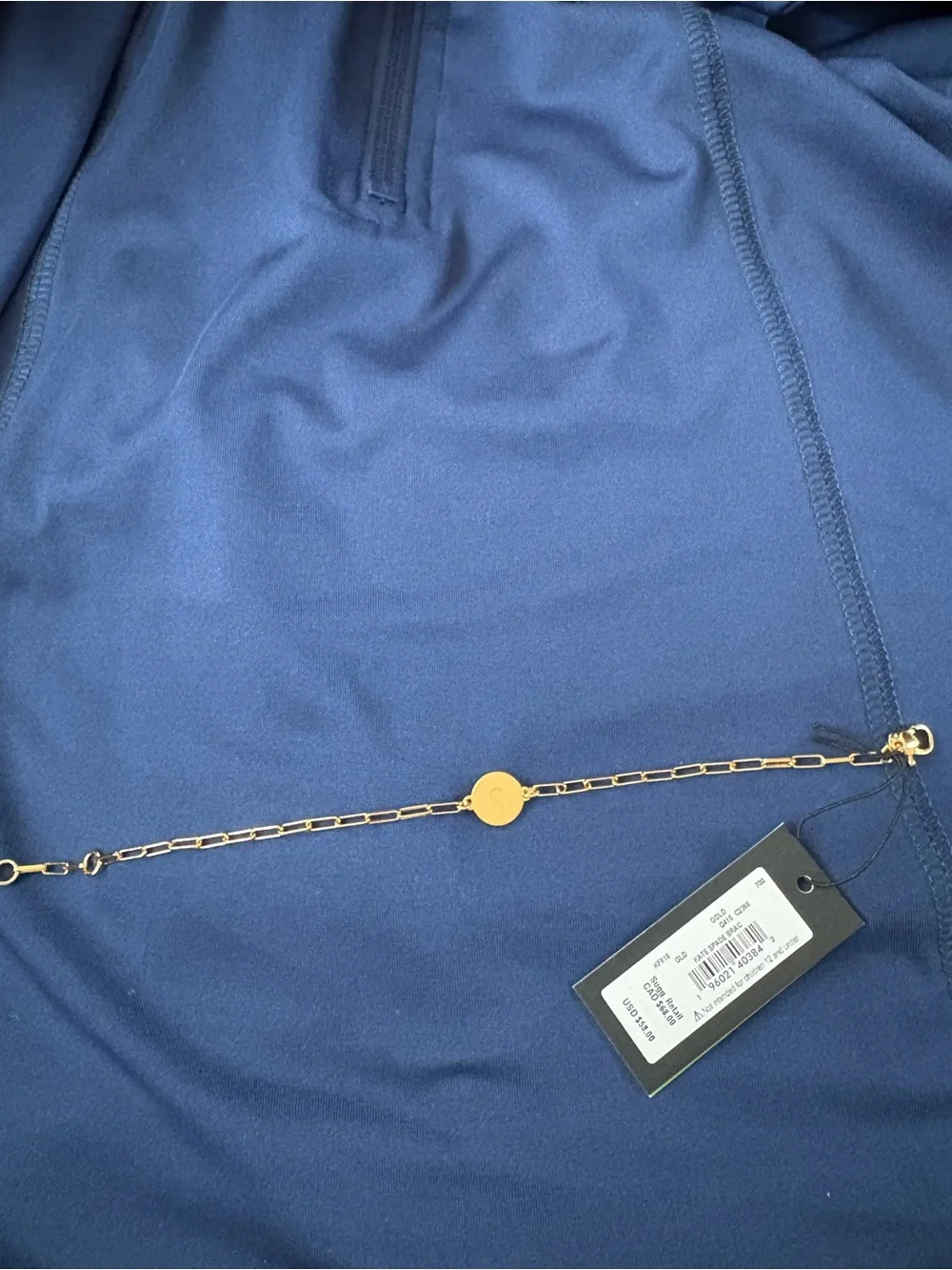 kate spade Gold Paperclip Chain bracelet with Round 'S' Initial Pendant - Picture 4 of 5